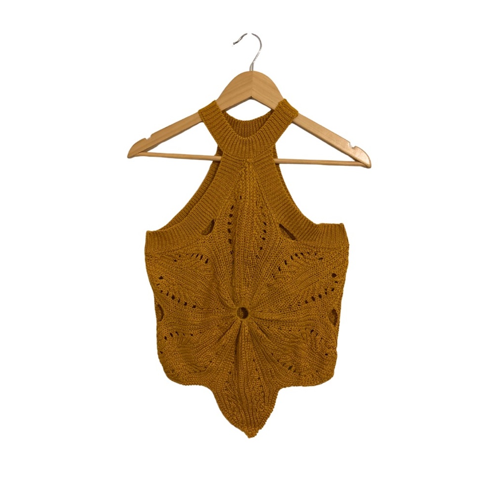 Mustard Knit Halter Top